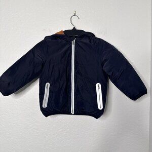 Jacadi Paris Girls Toddler Parka Hoodie Puffer Jacket Blue Size 4A